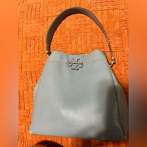 Tory Burch Pebble Grayish Blue Hobo Bag